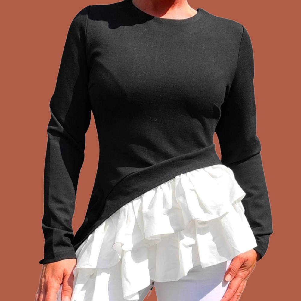 Layered Ruffle Bottom Top by Garcia